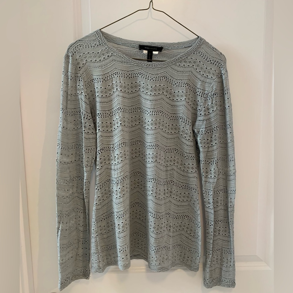 BCBG MaxAzria Light Blue Eyelet Sweater